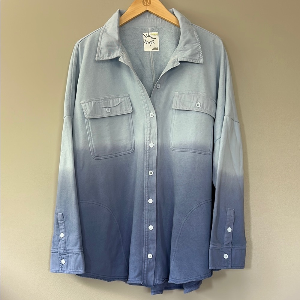 Aerie Offline Throw Back‎ Shacket Shirt Jacket Size XL Blue Ombre